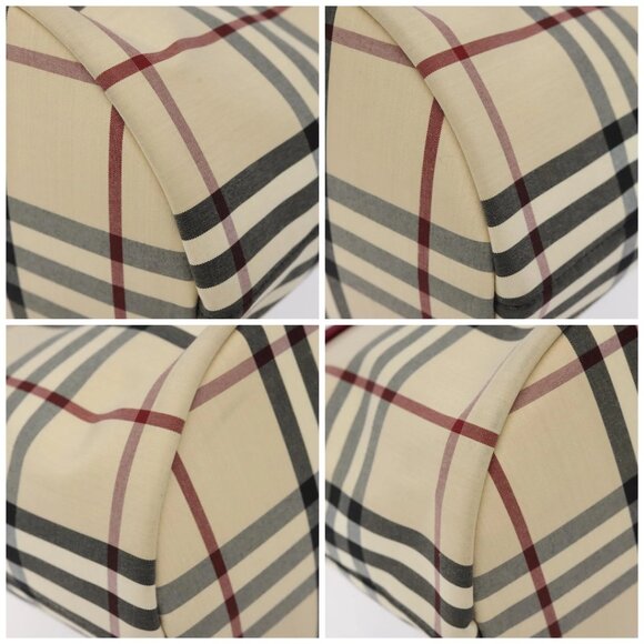 BURBERRY Nova Check Hand Bag Canvas Beige Silver Auth - Picture 15 of 15